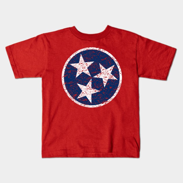 Tennessee Flag Symbol - Blue Distressed Kids T-Shirt by Mouse Magic with John and Joie